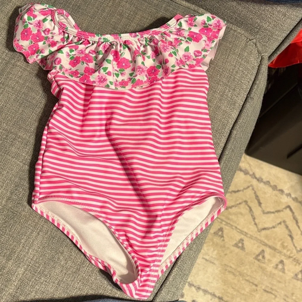 Charming Pink Floral Kids One Piece Swimsuit size 2t